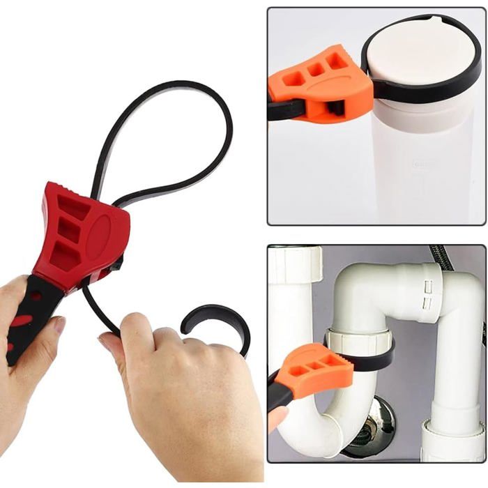 Clé à Sangle Réglable 12 Pouces – Nylon Et Acier, Pour Filtre à Huile Ou Tuyau, Rouge