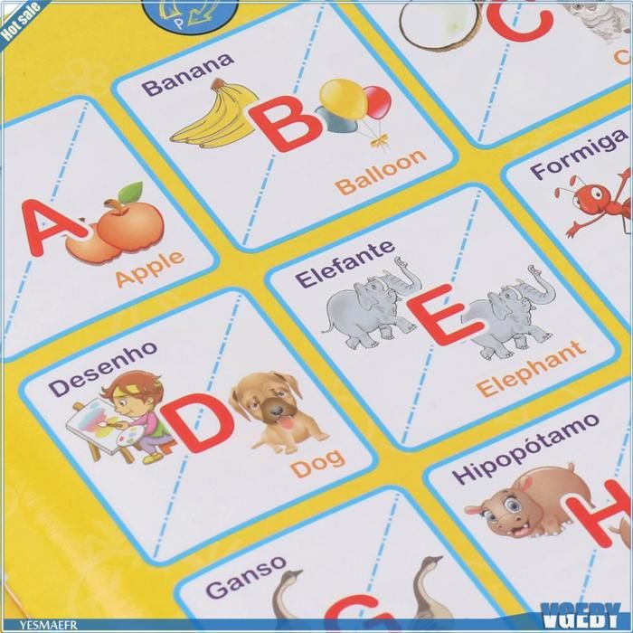 Cosiki Livre Sonore Anglais Portugais, Livre d'apprentissage Interactif Bilingue, de 11 Sujets Thématiques avec Interrupteur à Bascule, Idéal pour Les Enfants Bilingues, Alphabet, Chiffres