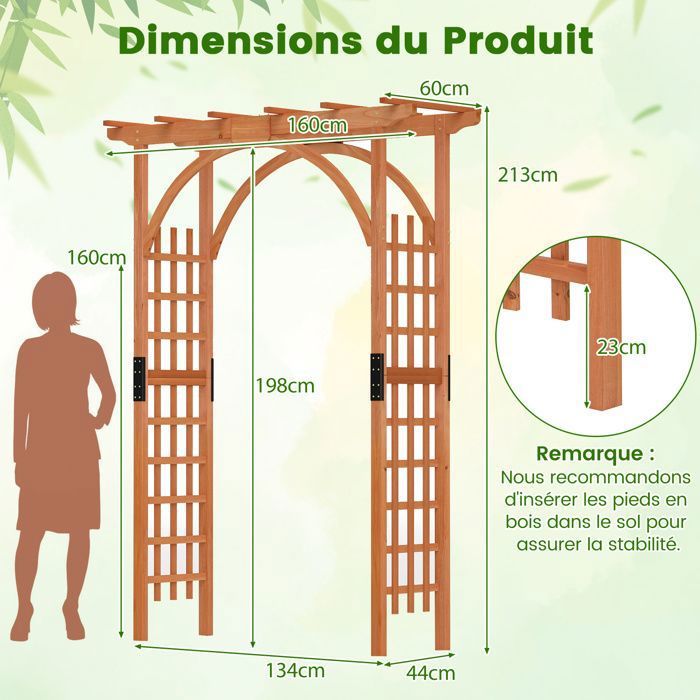 Arche, treillis et pergola de jardin en bois - Qqmora - bois de pin Arche, treillis et pergola de jardin en bois - Qqmora - bois de pin