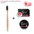 GlorySmile® Pack Rose Poudre de Charbon et Brosse à Dent Bambou 30G Blanchiment Dentaire 100% Naturel-0