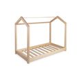 Lit cabane en bois pour enfant avec sommier 140 cm x 200 cm - solide et robuste - qualité-0