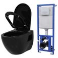TENDANCES 2021 - Pack WC à poser, Toilette portable, suspendue au mur avec réservoir caché Céramique Noir GIF16327-0