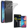 Pour Samsung Galaxy A20E- A20e Dual SIM 5.8": Coque silicone gel UltraSlim - TRANSPARENT + 2 Films Verre Trempé-0