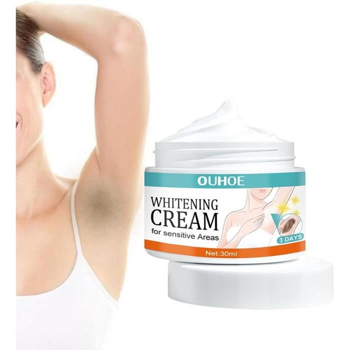 Crème Blanchissante Aisselle,Crème éclaircissante pour Les aisselles