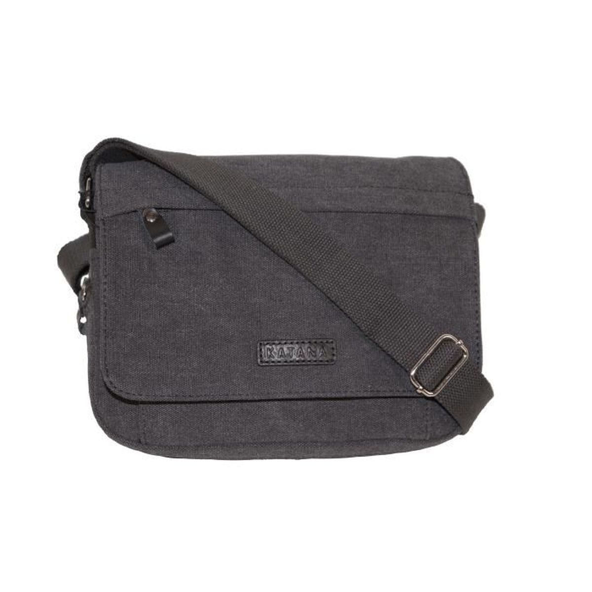 gris Katana petit sac besace toile garni cuir r/éf 6514