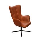 HOME DECO FACTORY Fauteuil pivotant Simili Marron - L 74 x P 71,5 x H 107 cm - HELSINKI