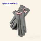 BRAND Gants chauds femme- nœud en mouton - velours de soie - gants tactiles résistants au froid et au vent-cendres