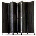 PEGANE Paravent de 6 pans tressé en fibres naturelles - Noir - H180 x L270 cm