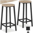 Tabouret de bar - TECTAKE - Lot de 2 tabourets CORBY en bois et acier au style industriel et hauteur d'assise 66 cm - Bois clair