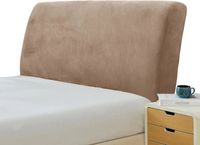 Housse de Tête de lit Extensible,120-140cm Housse de Protection en Velours Décor de tête de lit Anti-poussière pour Lits,Taupe