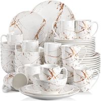 LOVECASA, 48pcs Service de Table Complet Porcelaine pour 12 Personnes, Série Sweet - Blanc- pour Pâques