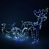 SPRINGOS® Lumineux de Noël Renne et traîneau 288 LED 210 cm - blanc froid