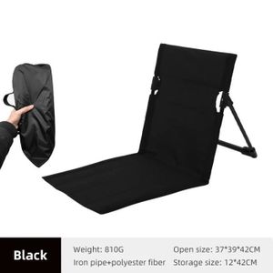 CHAISE DE CAMPING Noir - PACOONE-Chaise pliante de camping en plein air, Dossier, Plage, Coussin portable, Tente, Loisirs, Balc