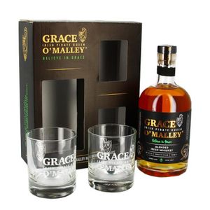 WHISKY BOURBON SCOTCH Grace O'Malley Blend Irish whiskey + coffret verre