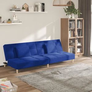 CANAPE CONVERTIBLE LES Canapé-lit à 2 places avec deux oreillers Bleu