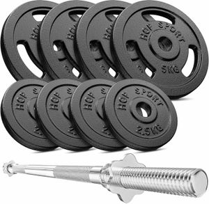 Set d’haltères courts en fonte avec stop disques en étoile 27,5 kg