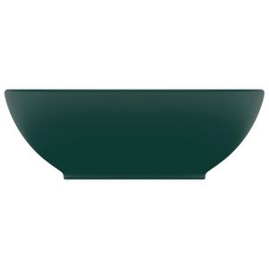 LAVABO - VASQUE Lavabo ovale de luxe en céramique - KEENSO - Vert foncé mat - 40 cm - Surface mate