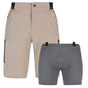 CUISSARD DE CYCLISME Short VTT Kilpi TRACKEE-M pour homme - beige - XS - avec sous-short amovible et 4 poches zippées