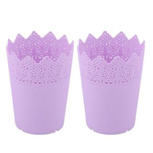 Maison creux en plastique bureau Bibelot Stylo Panier rangement 2pcs blanc