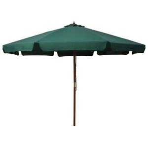PARASOL vidaXL Parasol avec mât en bois 330 cm Vert
