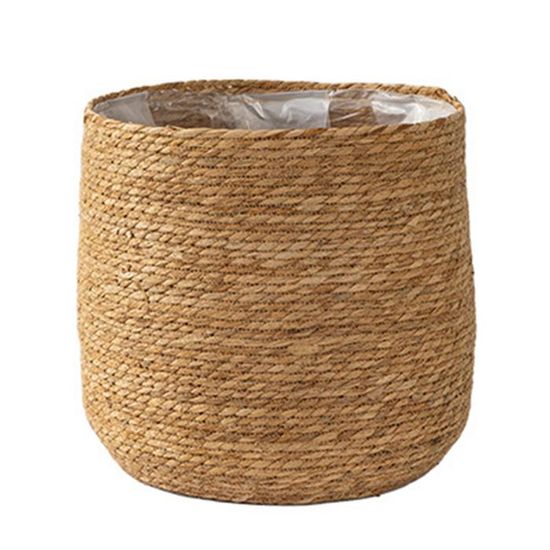 Pot De Fleurs En Paille Tissée - Design Naturel Et Couche Imperméable - Pour Plantes D'intérieur, Balcon Ou Décoration - Taille S - 5