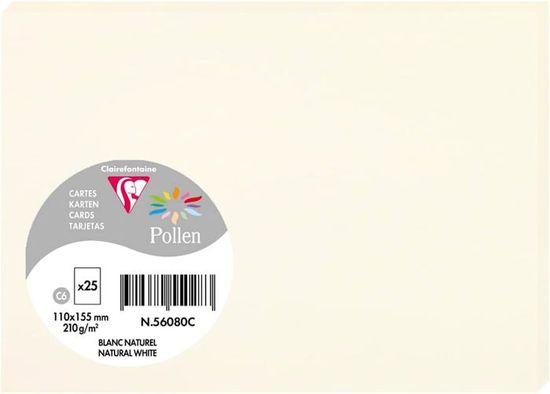 Clairefontaine 2355C - Paquet De 25 Cartes Doubles - Format C6 11x15