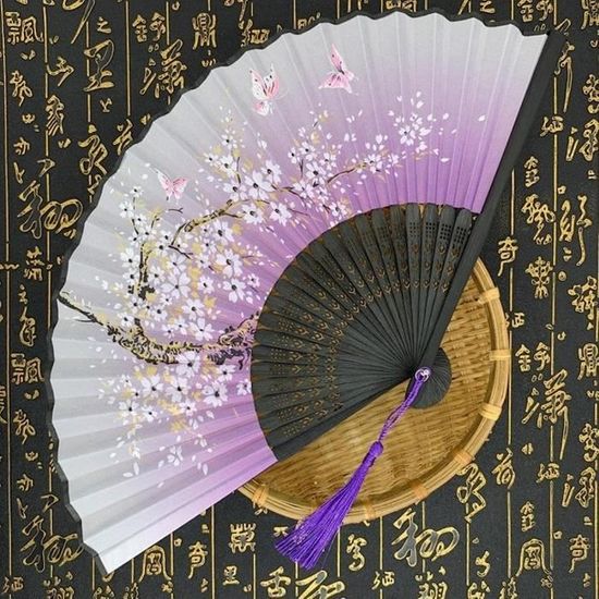 Éventail Noir Dentelle Dorée – 2 Pièces – Éventail Pliable Mariage, Fête – Accessoire Décoratif - 10