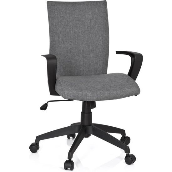 Chaise De Bureau Pivotante Sans Roulettes - Gris, Tissu, Accoudoirs, Capacité 120 Kg, Design Scandinave
