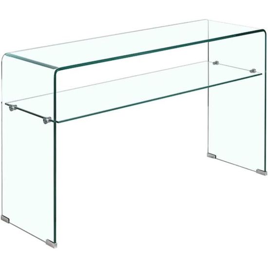 Meubles TV Meubletmoi Meuble TV En Verre Trempé Avec étagère Suspendue Vitrée - ICE