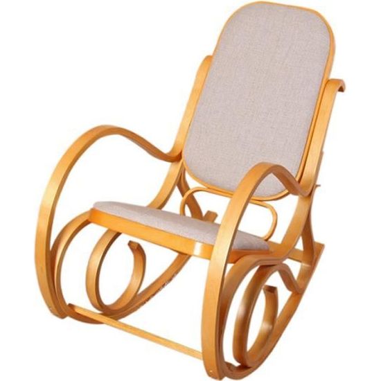 Rocking-chair - M41 - Imitation chêne - Tissu beige