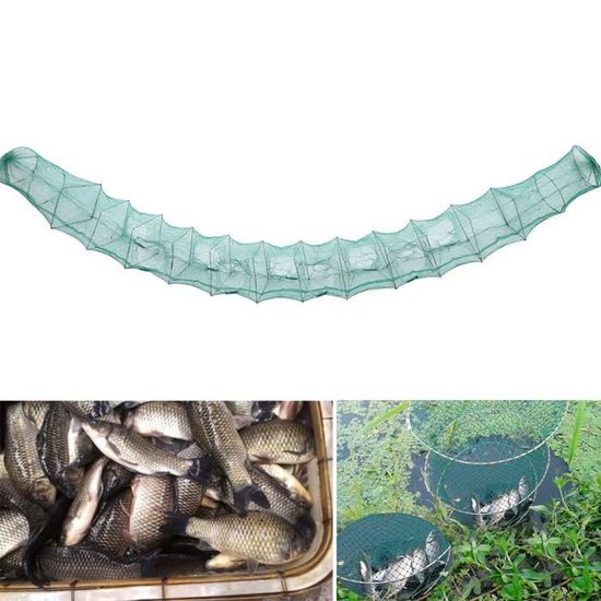 GENZYRE - Lot De 3 Pièges à Poissons/anguilles/crabes - Pliable, Filet Nylon, 46x22x22 Cm - Pêche Loisir