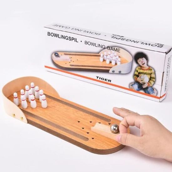 SilverChry Mini Jeu De Bowling En Bois - Bowling Enfant Portable Sur Table, Jeu Société Amusant Pour Enfants Et Adultes