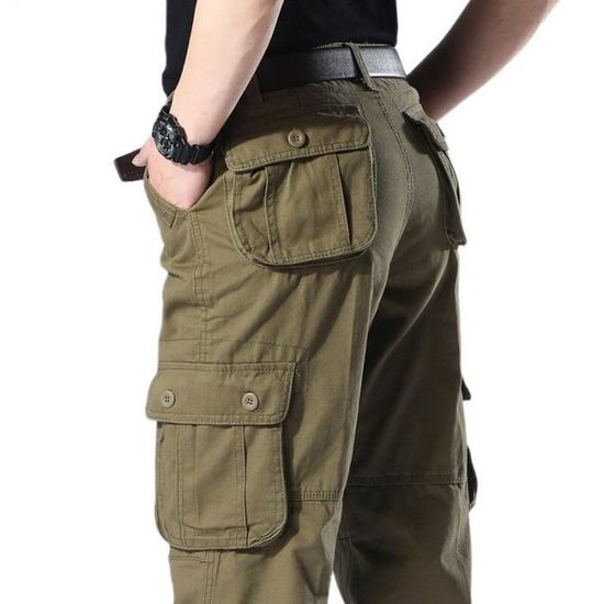 Pantalon Cargo Polaire Homme - Chaud, 6 Poches, Kaki/vert/ Noir, Taille 30-44
