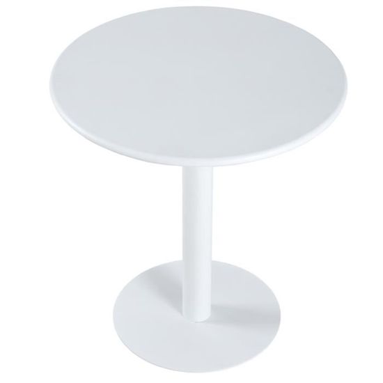 Table ronde en métal coloris blanc - diamètre 70 x hauteur 73 cm