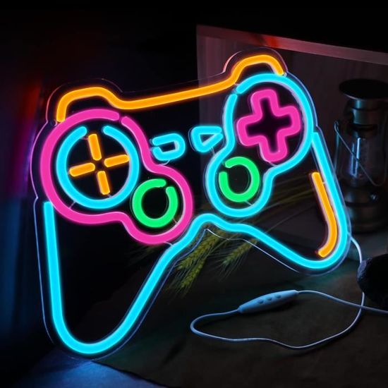 Enseigne Néon LED 'Game Area' - 38.5x32 Cm - Lumière Réglable - Pour Salle De Jeux, Chambre - Alimentation USB