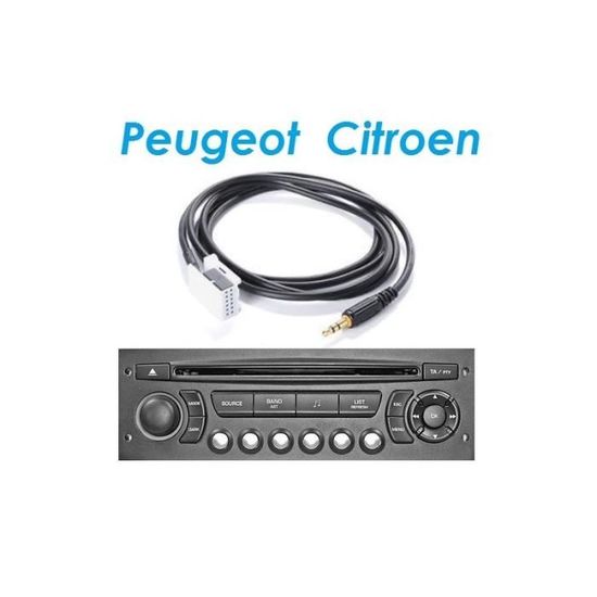 Câble AUX Pour Peugeot Citroën - Compatible 207, 307, 308, C3, C4 Etc. Avec Outils De Retrait Radio