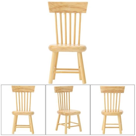 TMISHION Chaise de maison de poupée Chaise de salle à manger en bois modèle de meubles miniatures pour accessoire de maison de