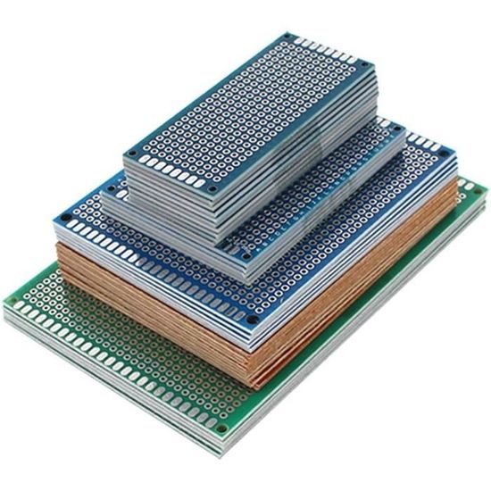 10-Pack 4x6cm Double-Sided PCB Prototype Board – Universal Perf Board, 2.54mm Pitch, Pre-Tinned Holes For DIY Soldering
