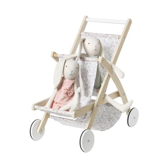 VERTBAUDET Poussette double poupon en bois FSC blanc TU