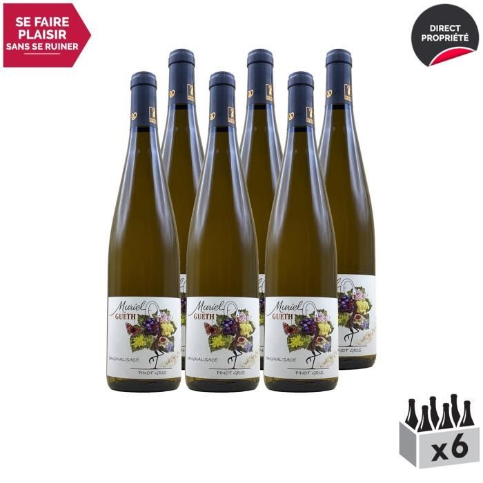 Alsace Original'sace Pinot Gris Blanc 2017 - Lot de 6x75cl - Domaine Gueth - Vin AOC Blanc d' Alsace - Cépage Pinot Gris