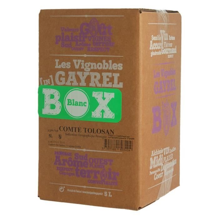 Vignoble Alain Gayrel Vin Blanc BIB 5 Litres Comté Tolosan