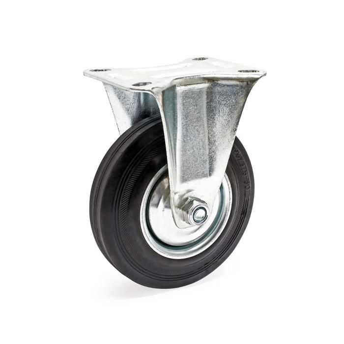 Roulette fixe Ø 125 mm Roue Caoutchouc Jante Métal 100 Kg Transport Appareil Accessoire Meuble - 61041