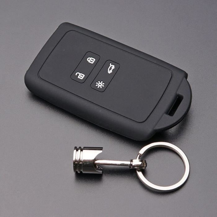 Étui pour carte télécommande en Silicone, sans clé, pour voiture Renault TALISMAN, CAPTUR, Espace Clio Black with piston