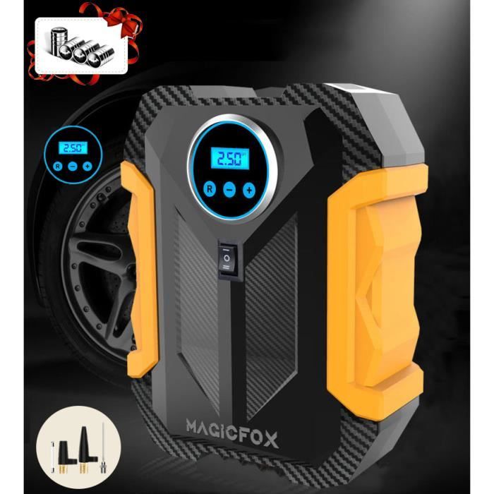 MAGICFOX Gonfleur Voiture, Compresseur d'air 12v avec Affichage Numérique Jusqu'à 150PSI, Gonflage rapide avec Lampe LED