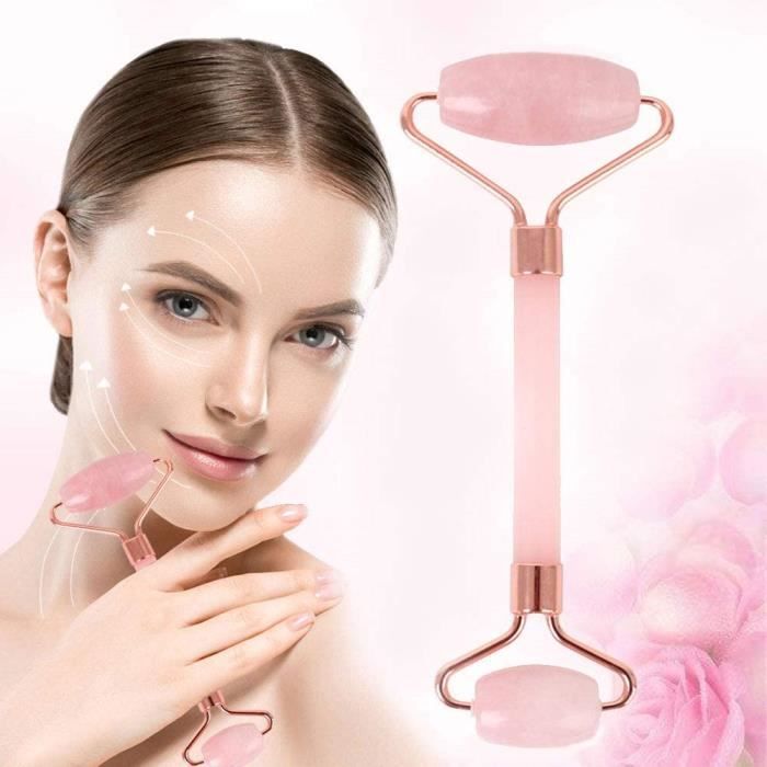 Accessoires de massage manuel Rouleau de Jade Rouleau Massage Visage Rose Quartz 100% Naturelle Pour Circulation Sanguin 179706