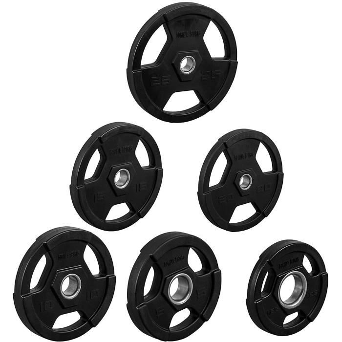 poids disques olympiques en fonte rêvetement caoutchouc avec anneau métallique de 51mm - de 1,25 à 25 kg 463