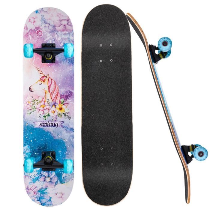 Skateboard Longboard Skateboard- Roues LED-Licorne