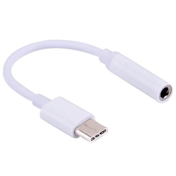 Câble adaptateur JC USB-C vers prise jack 3,5 mm pour casque en blanc. Connectez vos écouteurs à des appareils dotés d'une prise