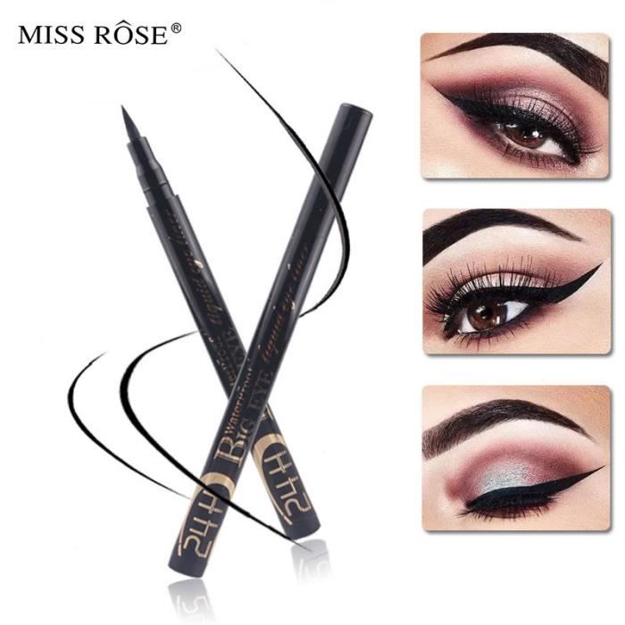 Miss Rose Black Eyeliner Lasting Stylo Eyeliner Slim Liquide Imperméable Anti-taches