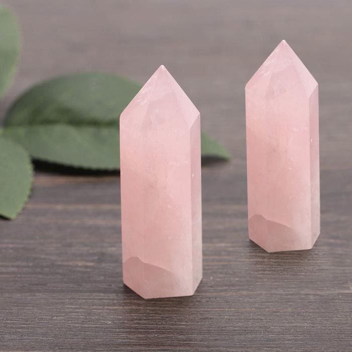 EJ.life Fluorite naturelle hexagonale Baguette hexagonale en cristal de quartz rose fluorite naturel pour ornement de décoration